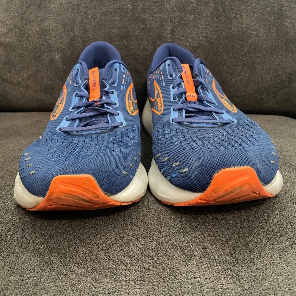 Brooks Glycerin 20 Mens 14 Blue Orange Running Athletic Sneakers 1103821D444